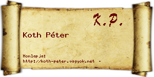 Koth Péter névjegykártya